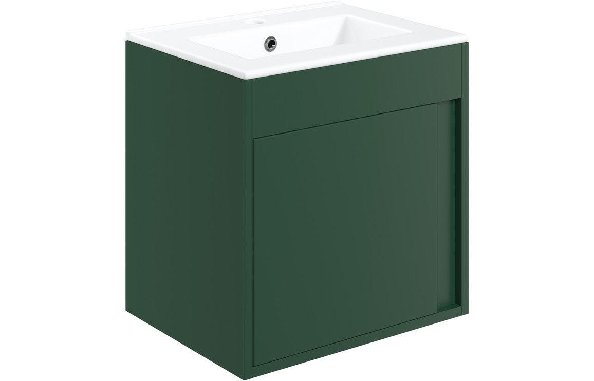 Elements 510mm Wall Hung Unit Inc. Basin - Matt Conifer Green