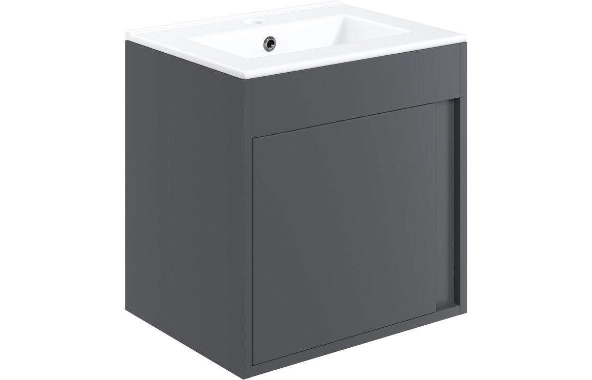Elements 510mm Wall Hung Unit Inc. Basin - Matt Graphite Grey