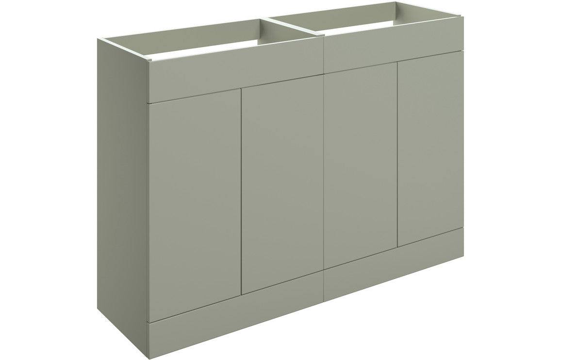 Statement 1180mm Floor Standing 4 Door Basin Unit (No Top) - Matt Olive Green