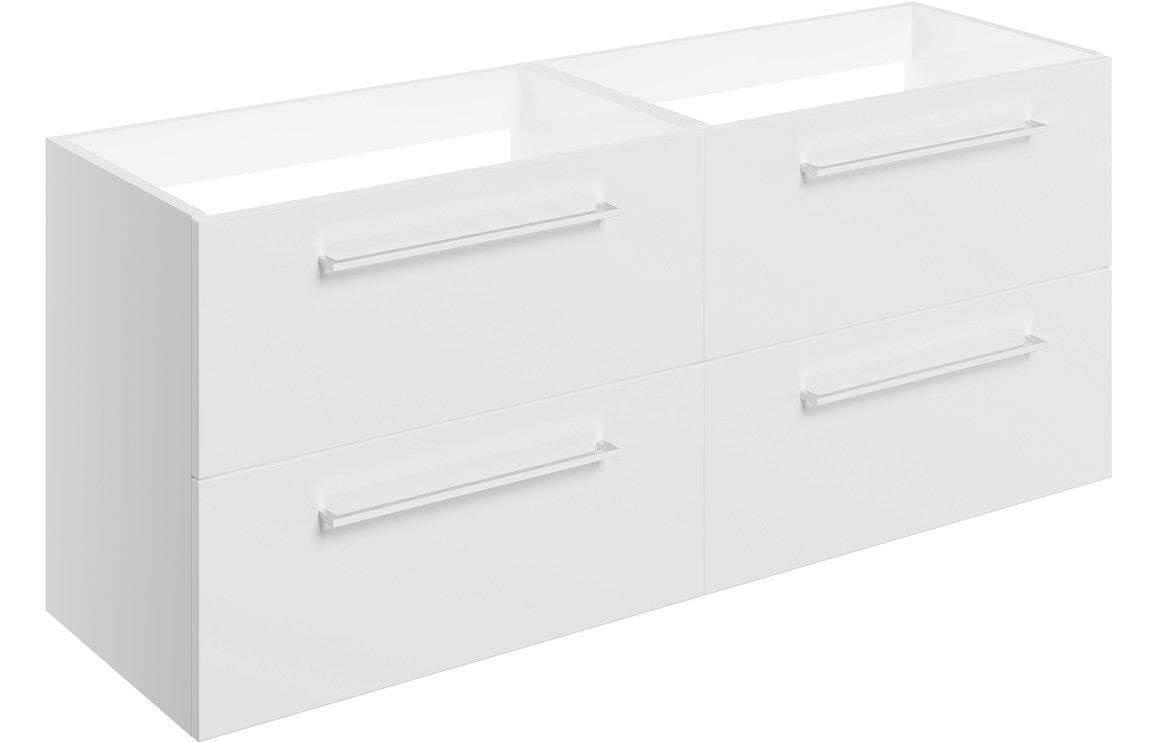 Volta 1180mm Wall Hung 2 Drawer Basin Unit Run (No Top) - White Gloss