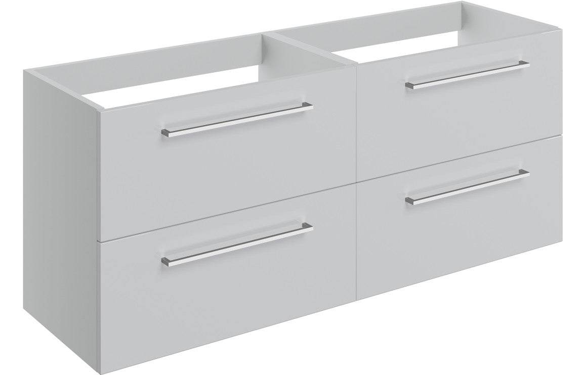 Volta 1180mm Wall Hung 2 Drawer Basin Unit Run (No Top) - Grey Gloss