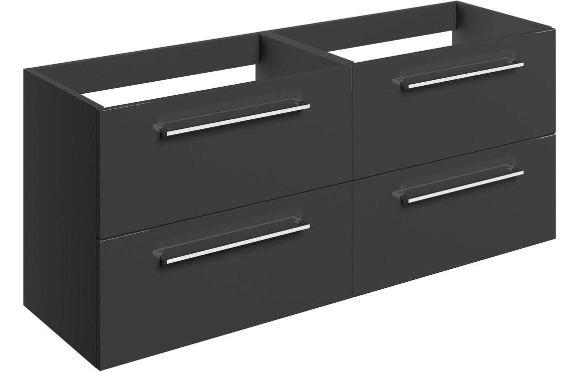 Volta 1180mm Wall Hung 2 Drawer Basin Unit Run (No Top) - Anthracite Gloss