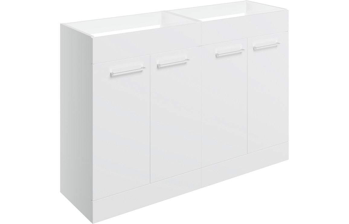 Volta 1180mm Floor Standing 2 Door Basin Unit Run (No Top) - White Gloss