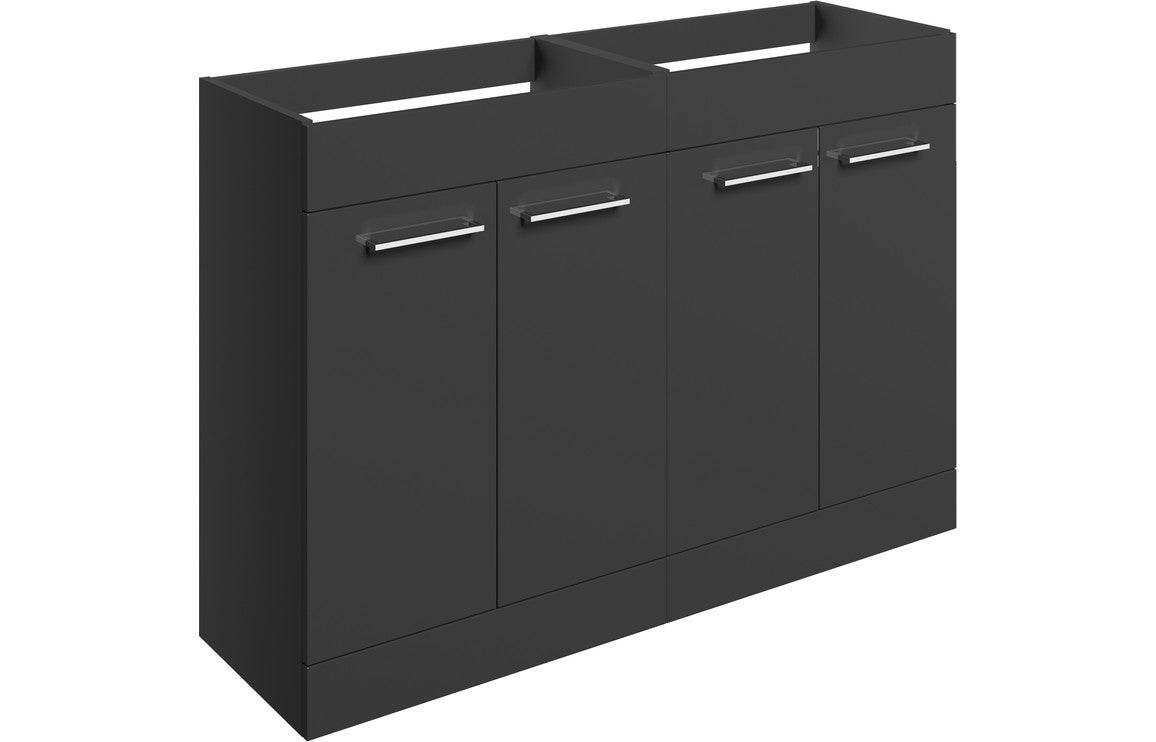 Volta 1180mm Floor Standing 2 Door Basin Unit Run (No Top) - Anthracite Gloss