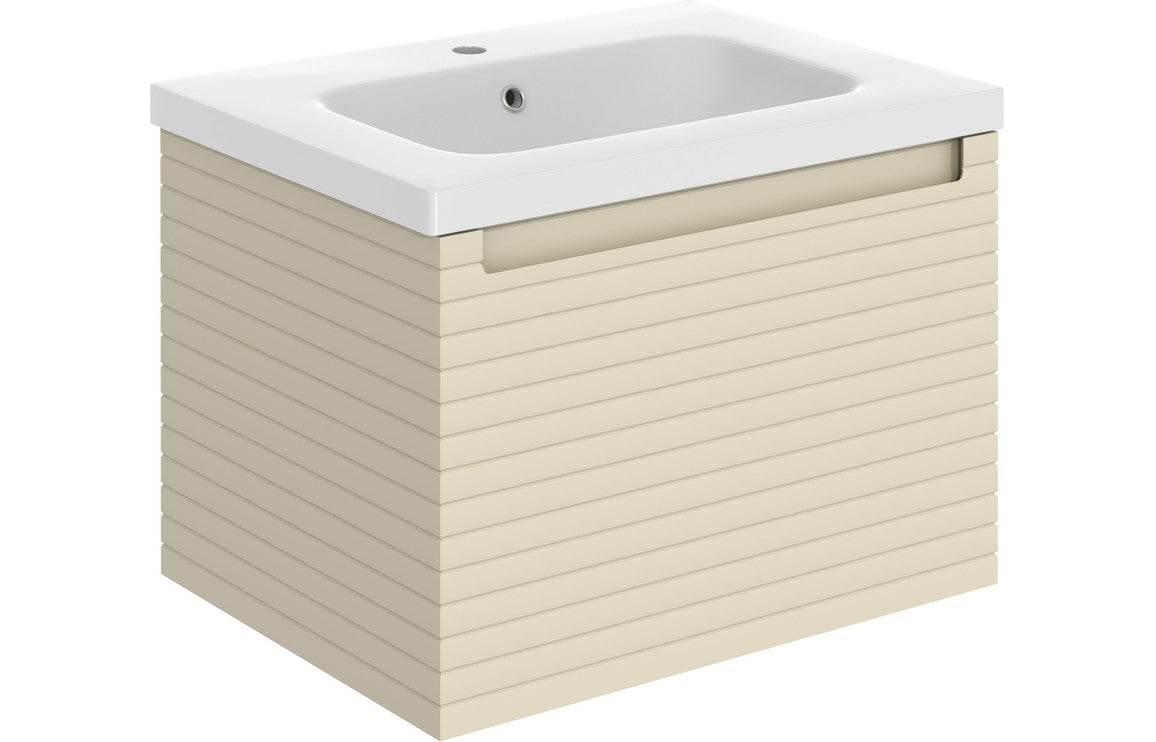 Align 615mm Wall Hung 1 Drawer Basin Unit & Basin - Matt Cotton