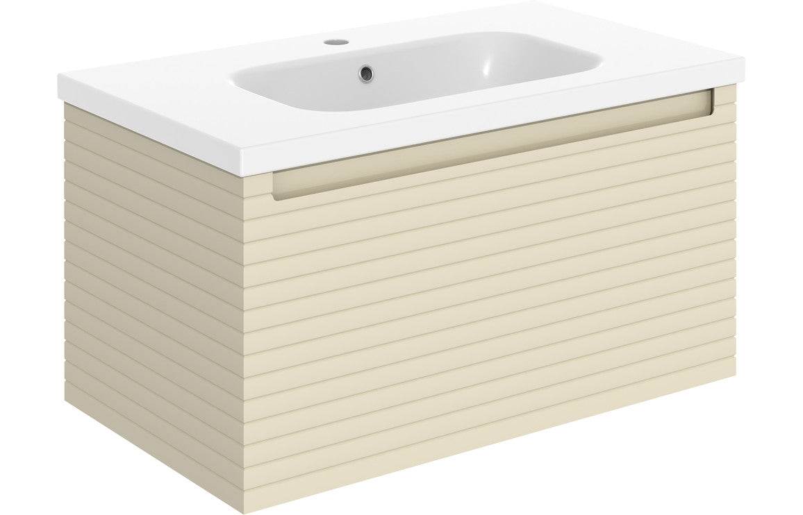 Align 815mm Wall Hung 1 Drawer Basin Unit & Basin - Matt Cotton