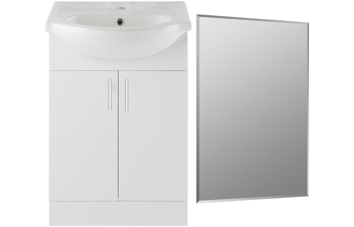 Vista 650mm Floor Standing Basin Unit & Mirror Pack