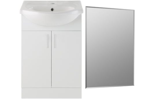 Vista 650mm Floor Standing Basin Unit & Mirror Pack