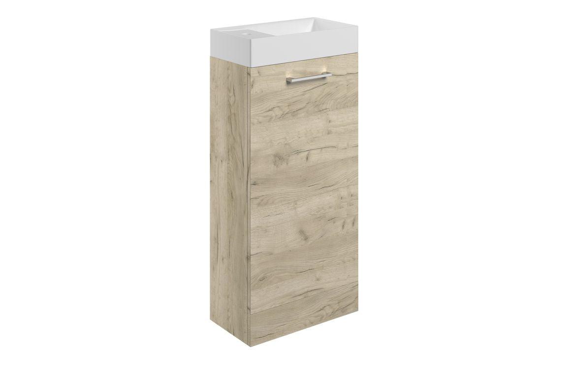 Volta 410mm Floor Standing 1 Door Basin Unit & Basin - Oak