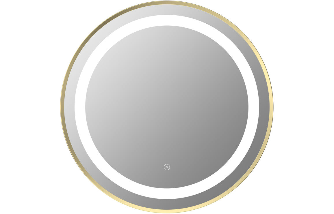 Halo 600mm Round Front-Lit LED Mirror - Brushed Brass
