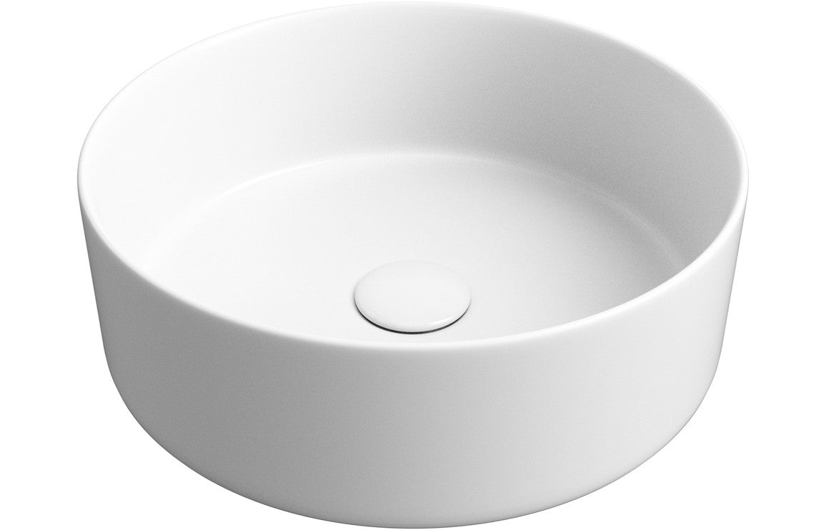 Luxey 355mm Ceramic Round Washbowl & Waste - Matt White