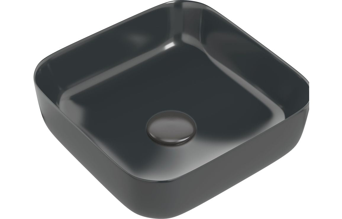 Luxey 400mm Ceramic Square Washbowl & Waste - Matt Black