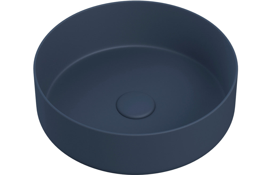 Luxey 355mm Ceramic Round Washbowl & Waste - Matt Deep Blue