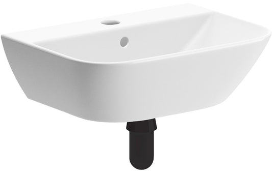 Cedarwood 450x320mm 1TH Cloakroom Basin & Black Bottle Trap