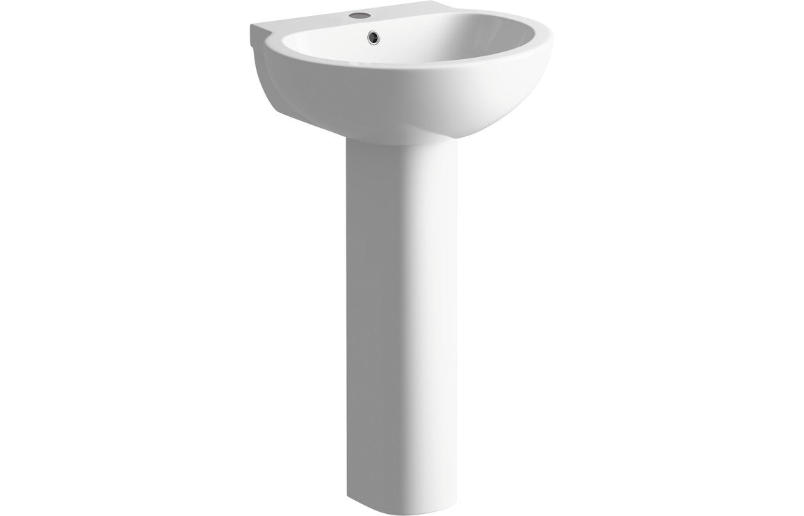 Mimosa 535x490mm 1TH Basin & Full Pedestal