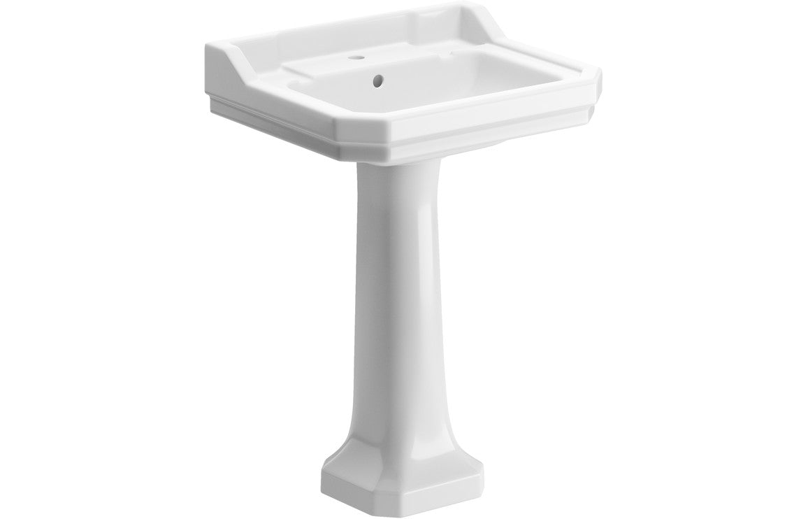 Sherbourne 600x500mm 1TH Basin & Full Pedestal