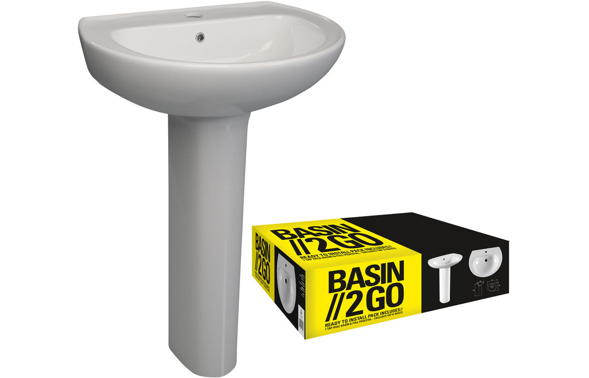 2Go 573x460mm 1TH Basin & Full Pedestal