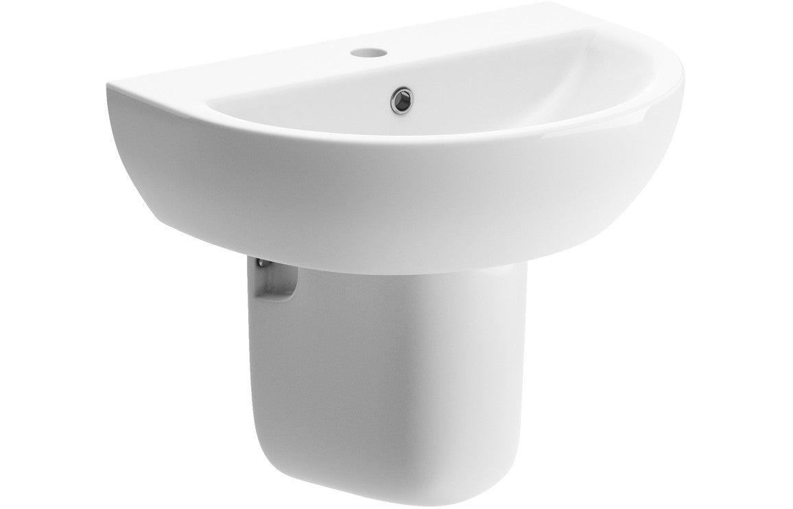 Tuscany 550x400mm 1TH Basin & Semi Pedestal