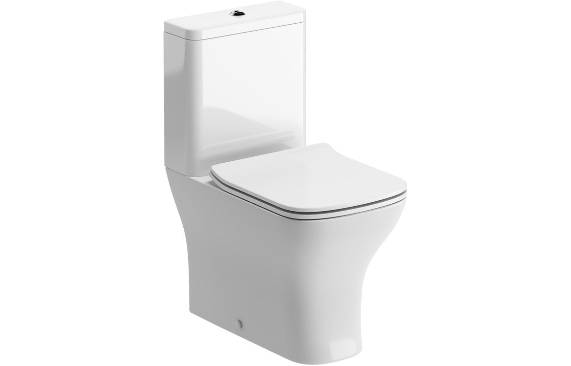 Cedarwood Short Projection Close Coupled Fully Shrouded WC & Slim Soft Close Seat