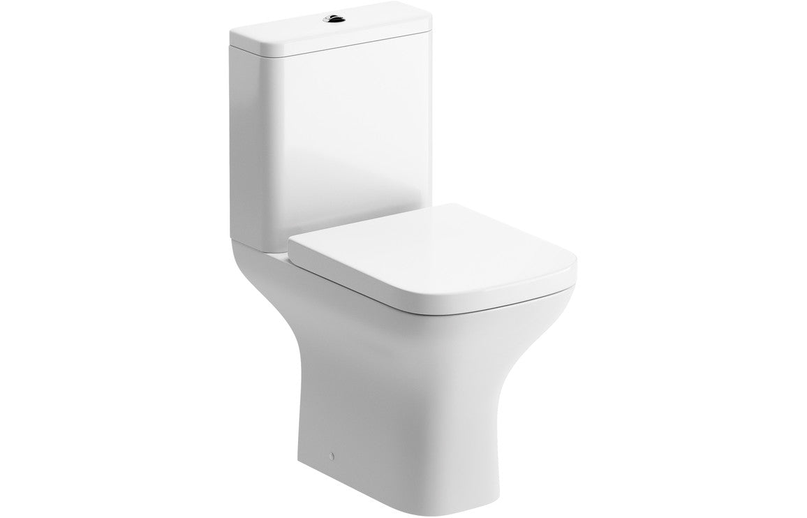 Cedarwood Short Projection Close Coupled Open Back WC & Wrapover Soft Close Seat
