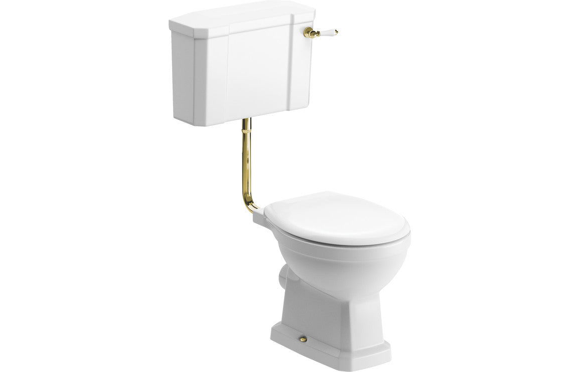 Sherbourne Low Level WC w/Brushed Brass Finish & Soft Close Seat