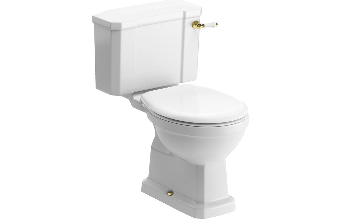 Sherbourne Close Coupled WC w/Brushed Brass Finish & Soft Close Seat