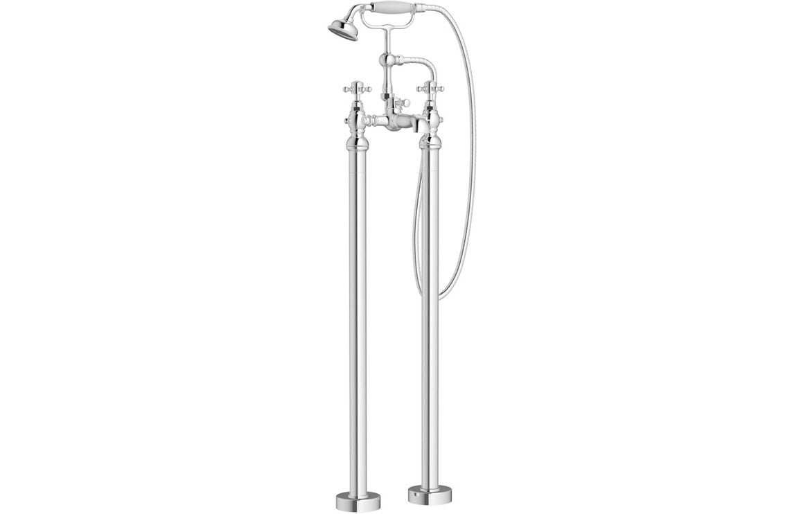 Tadlow Floor Standing Bath/Shower Mixer & Shower Kit - Chrome
