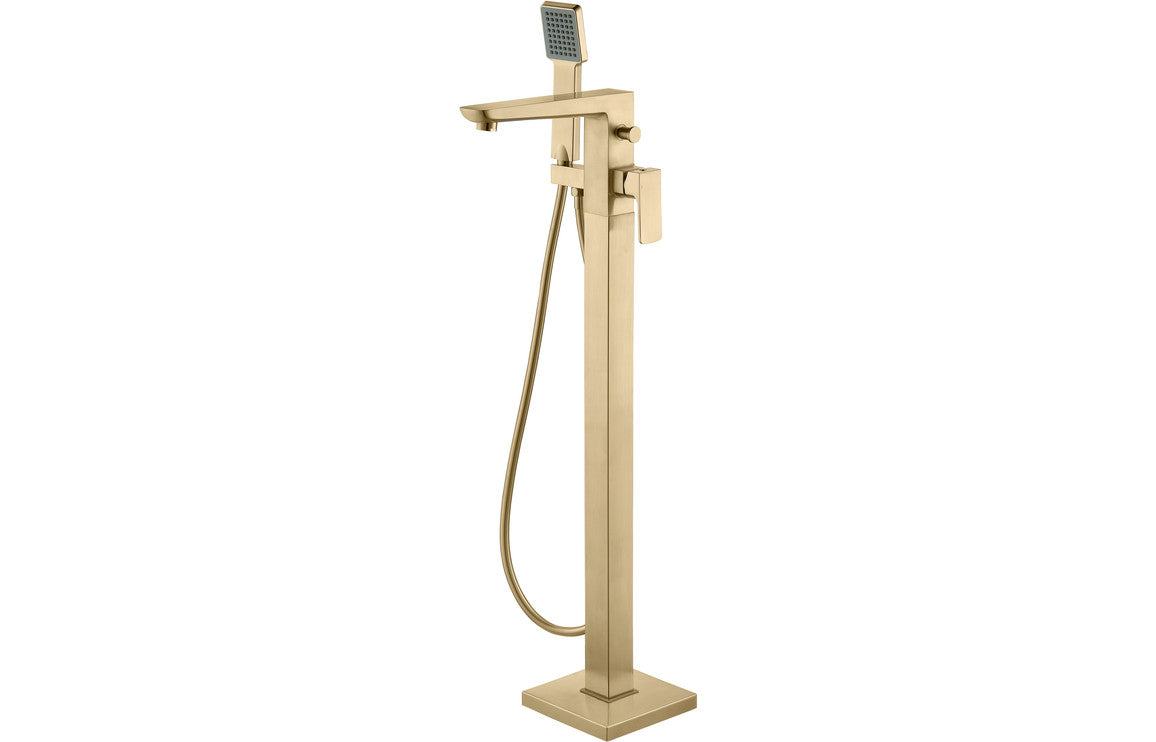 Berio Floor Standing Bath/Shower Mixer - Brushed Brass