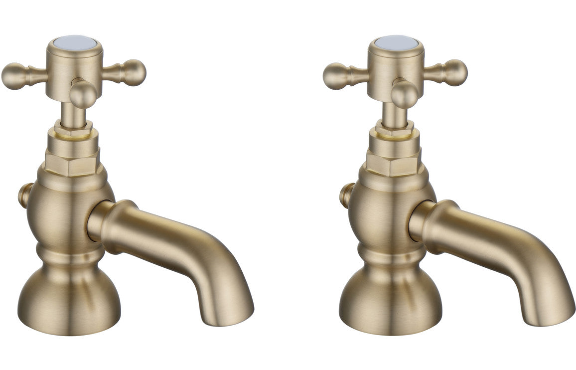 Tadlow Bath Pillar Taps - Brushed Brass