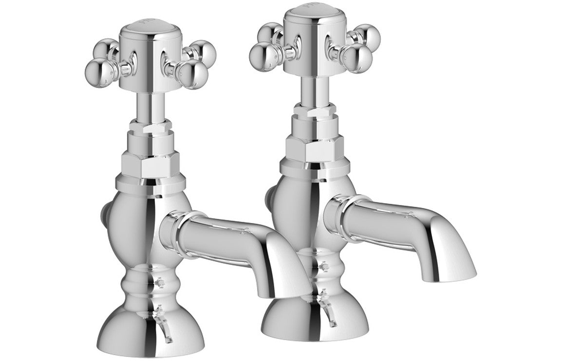 Tadlow Basin Pillar Taps - Chrome