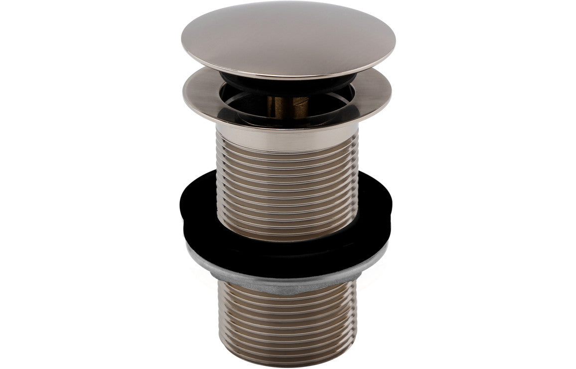 Vema Unslotted Push Button Waste - Stainless Steel