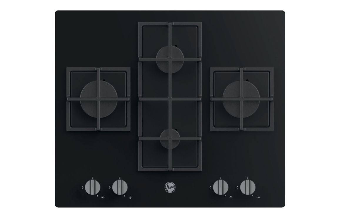 Hoover H300 HVG6DK3B 60cm Gas on Glass Hob - Black Glass