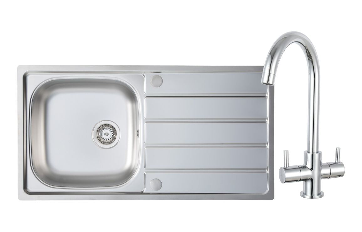 Prima 1B Inset Sink & Staten Tap Pack - St/Steel & Chrome