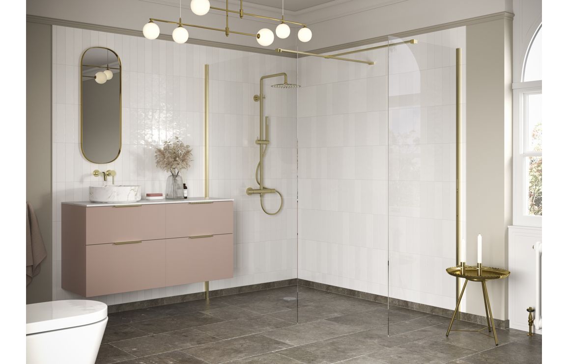 Iconix 700mm Wetroom Panel & Side Panel - Brushed Brass