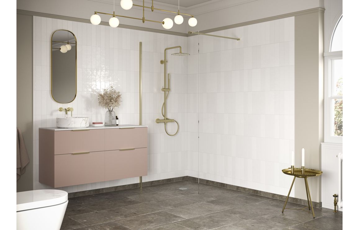 Iconix 800mm Wetroom Panel & Support Bar - Brushed Brass
