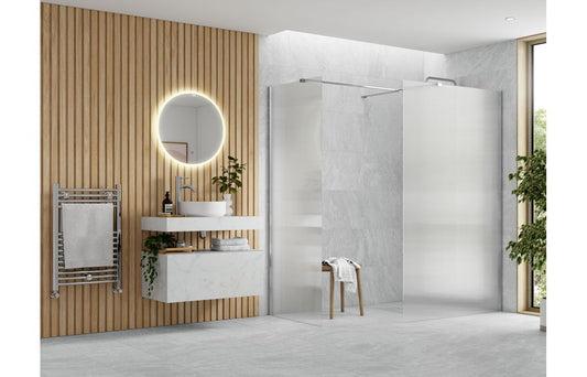 Iconix 900mm Fluted Wetroom Panel & Side Panel Arm - Chrome