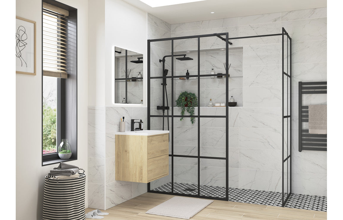 Iconix 800mm Framed Wetroom Side Panel - Black