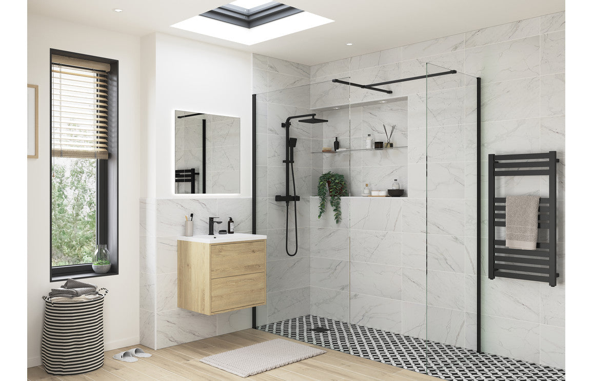 Iconix 700mm Wetroom Panel & Side Panel - Black