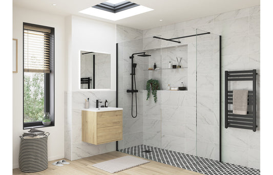 Iconix 900mm Wetroom Panel & Side Panel - Black