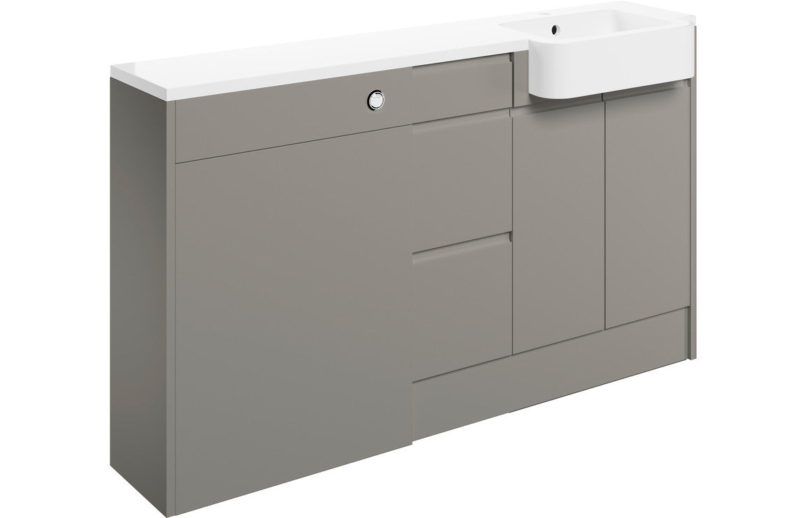 Valesso 1542mm Basin  WC & 3 Drawer Unit Pack (LH) - Pearl Grey Gloss