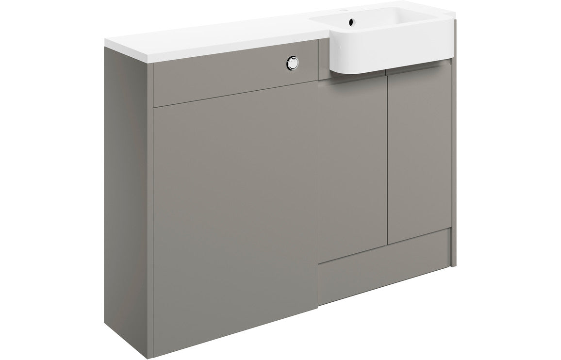 Valesso 1242mm Basin & WC Unit Pack (LH) - Pearl Grey Gloss