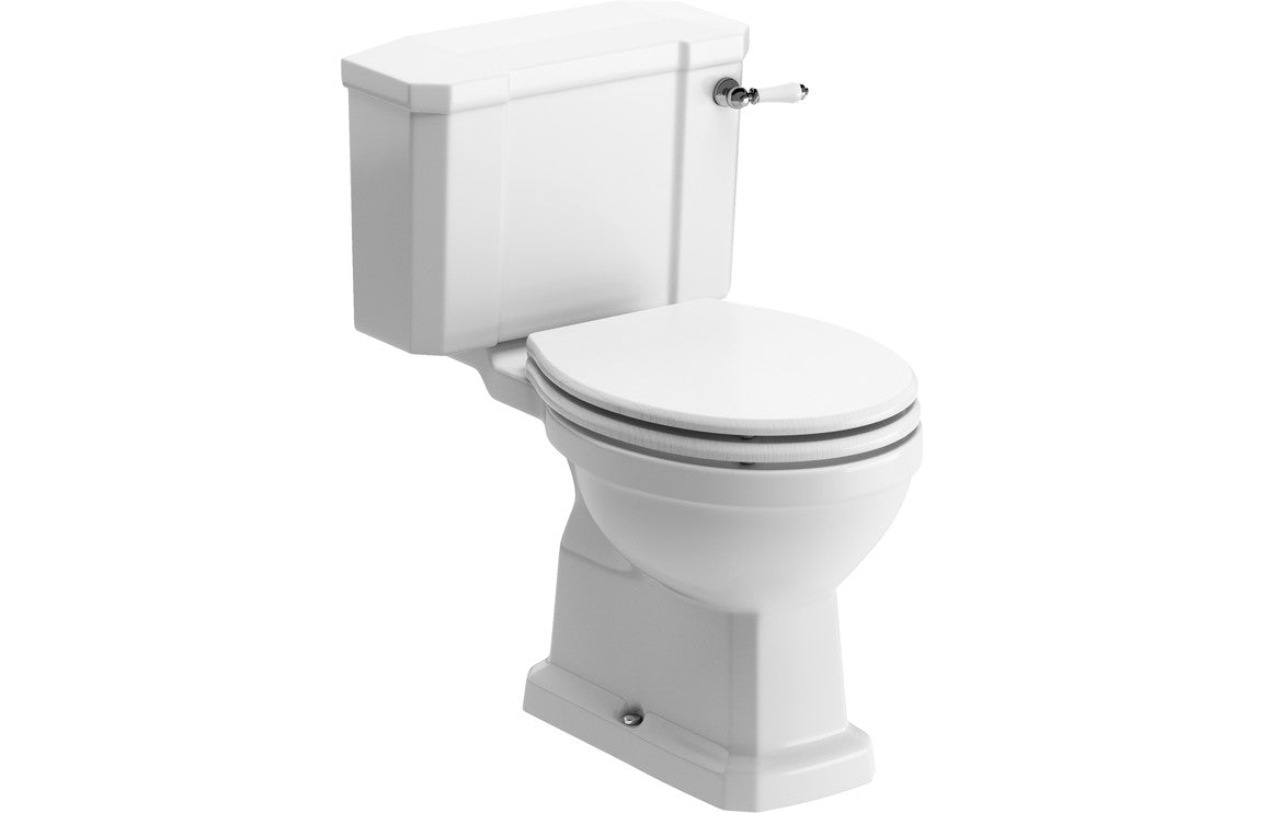 Sherbourne Close Coupled WC & Satin White Wood Effect Seat