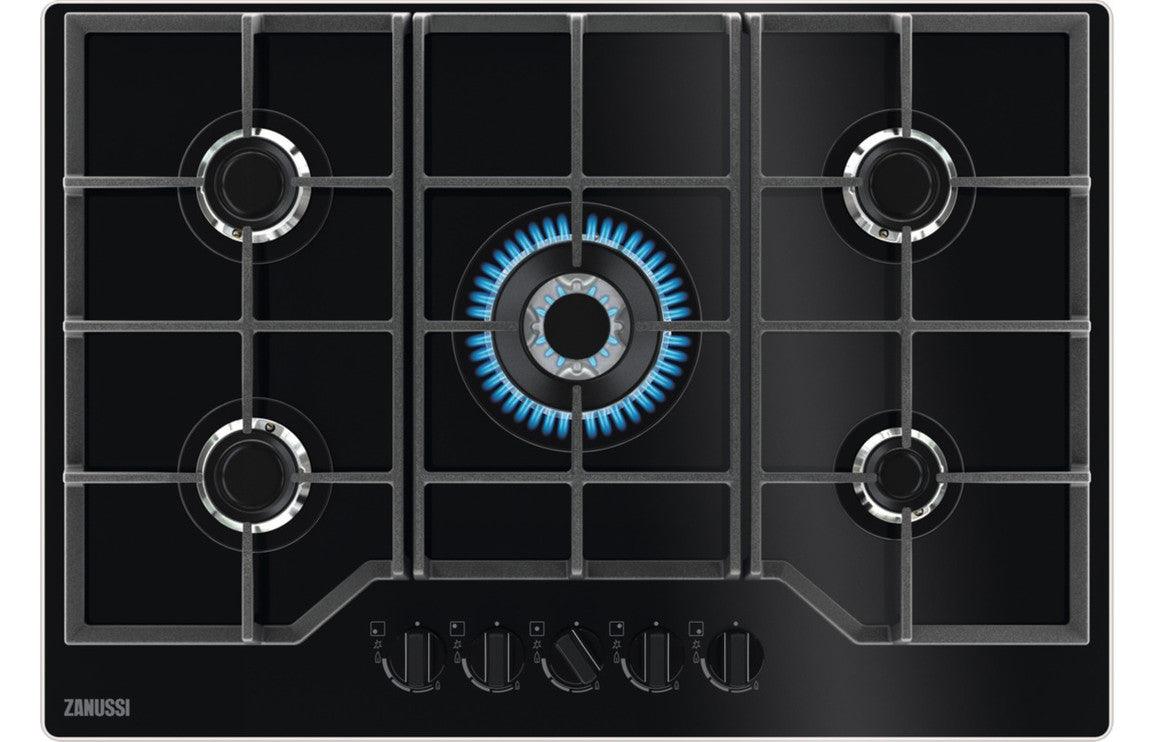 Zanussi ZGGN755K 75cm Gas on Glass Hob - Black